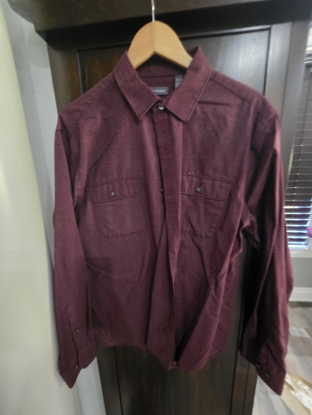 Van Heusen Men's Button-Front Shirt Jacket in Burgundy